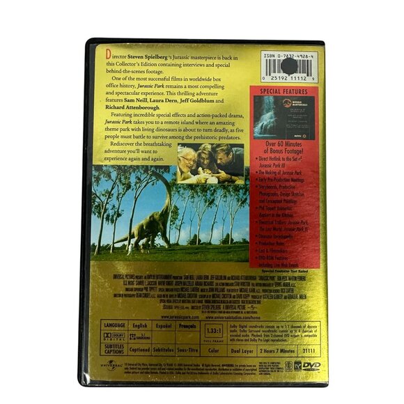 Jurassic Park Collectors Edition DVD Fullscreen 2000 Steven Spielberg Universal - Picture 2 of 7